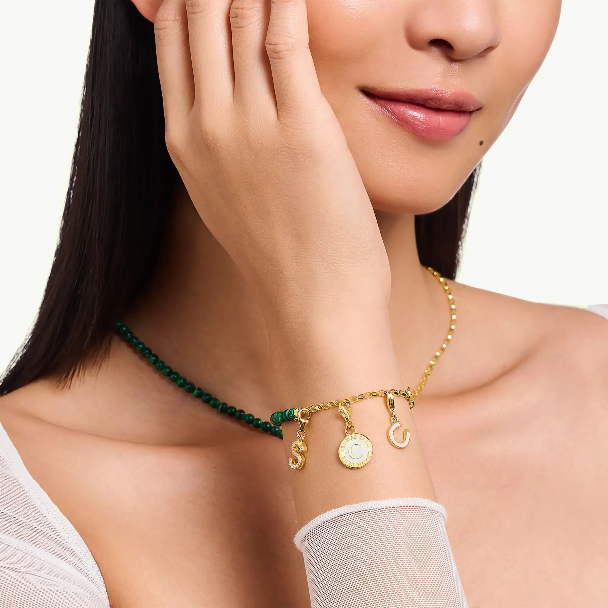 Charm Pendant horseshoe with white cold enamel